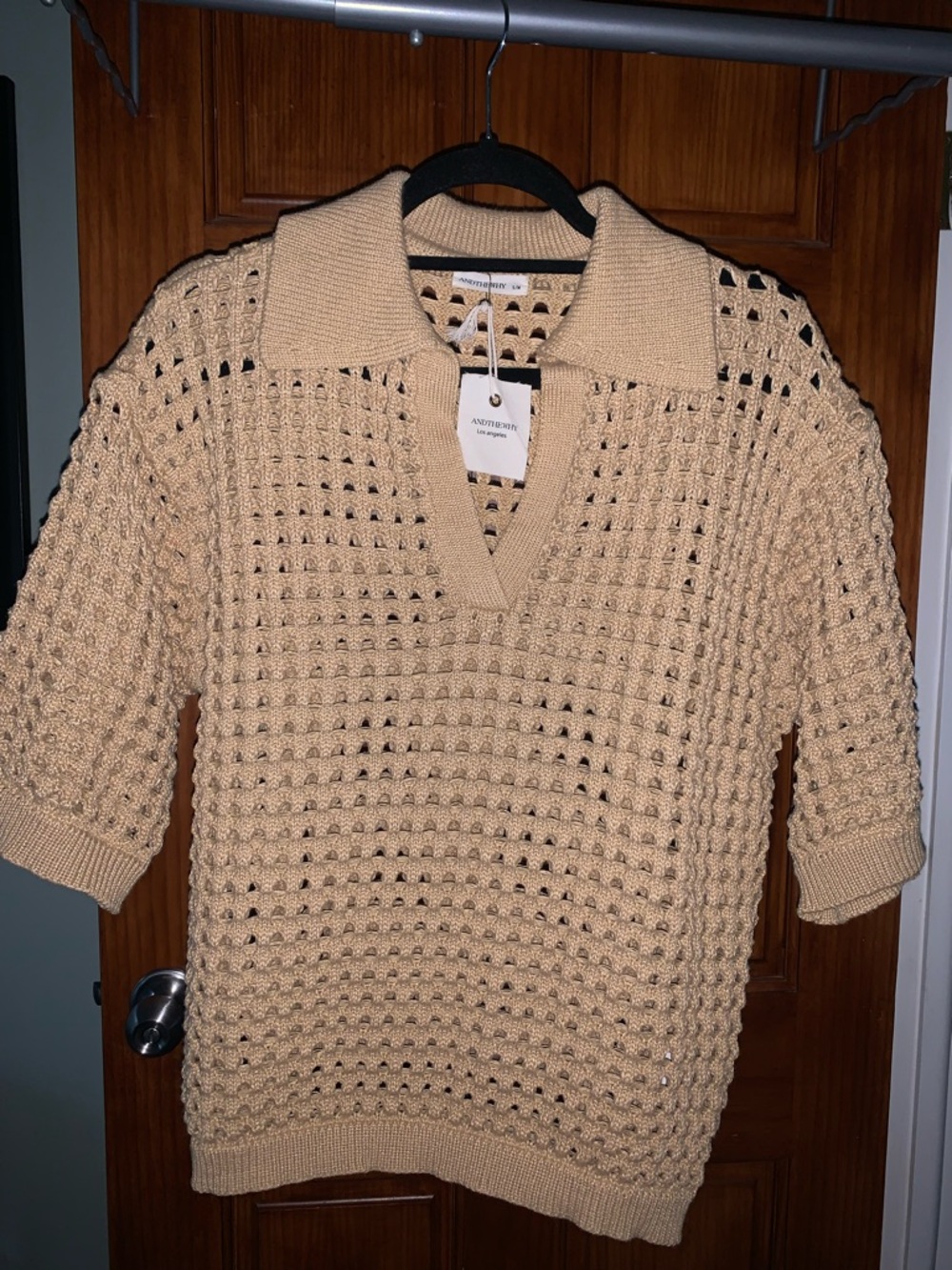 Crochet Knit Polo Shirt/Sweater